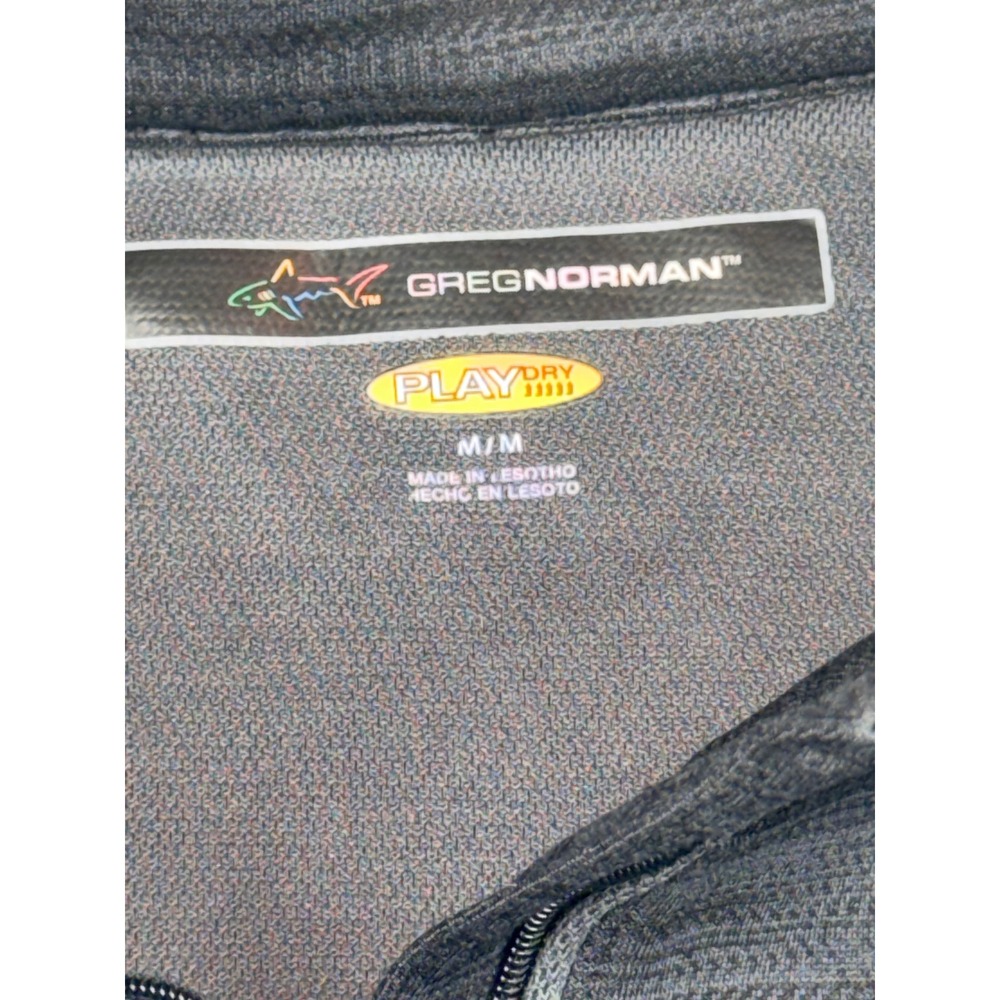 Greg Norman Play Dry Mens Medium 1/4 Zip Pullover Charcoal Heather Shark Logo - Picture 5 of 5